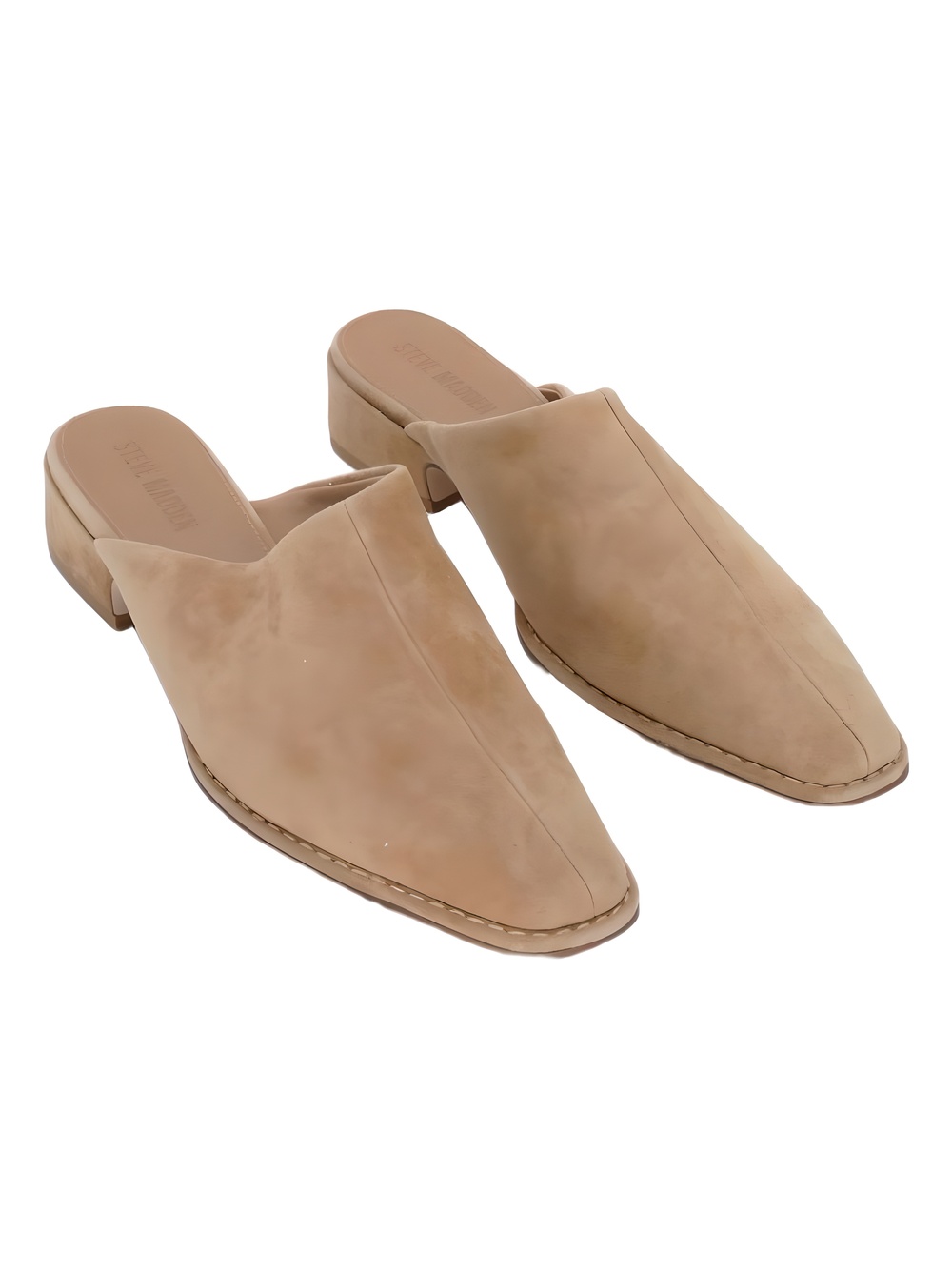 Steve Madden Dessa Womens Tan Suede Square Toe 2" Block Heel Mules Size 11M